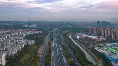 8k航拍延时南京交通枢纽视频的预览图